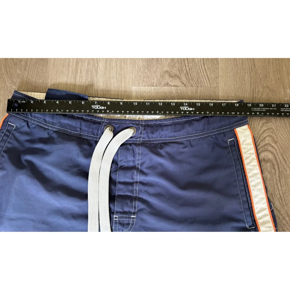 Duck Head Jeans Mens Navy Blue Board Shorts Orange White Stripe Cargo Size L